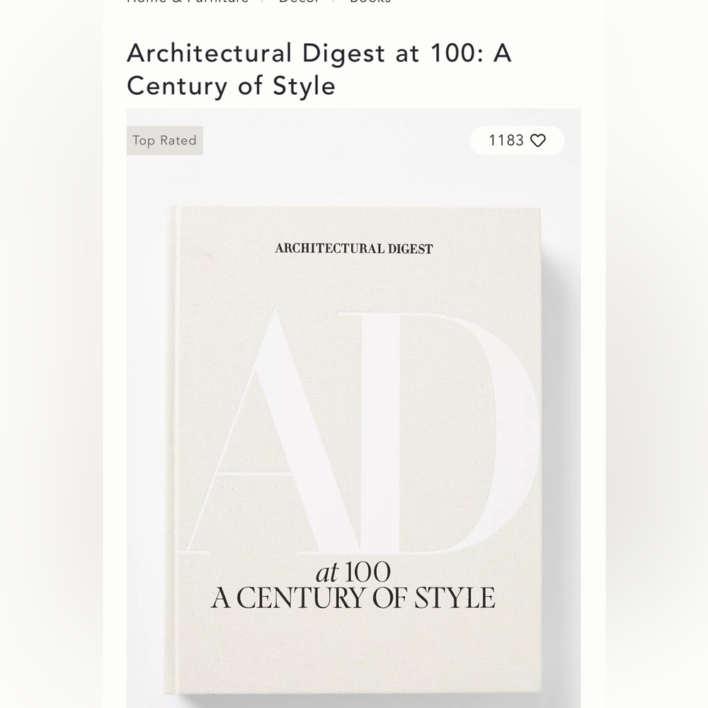 Architectural Digest at 100: A Century of Style NWT
